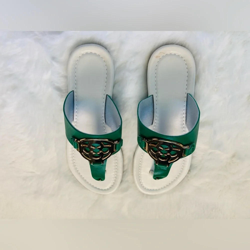 Trendy Gorgeous Metallic Buckle Flip Flops-Lightweight Soft Sole Casual Wear - Picture 2 of 7